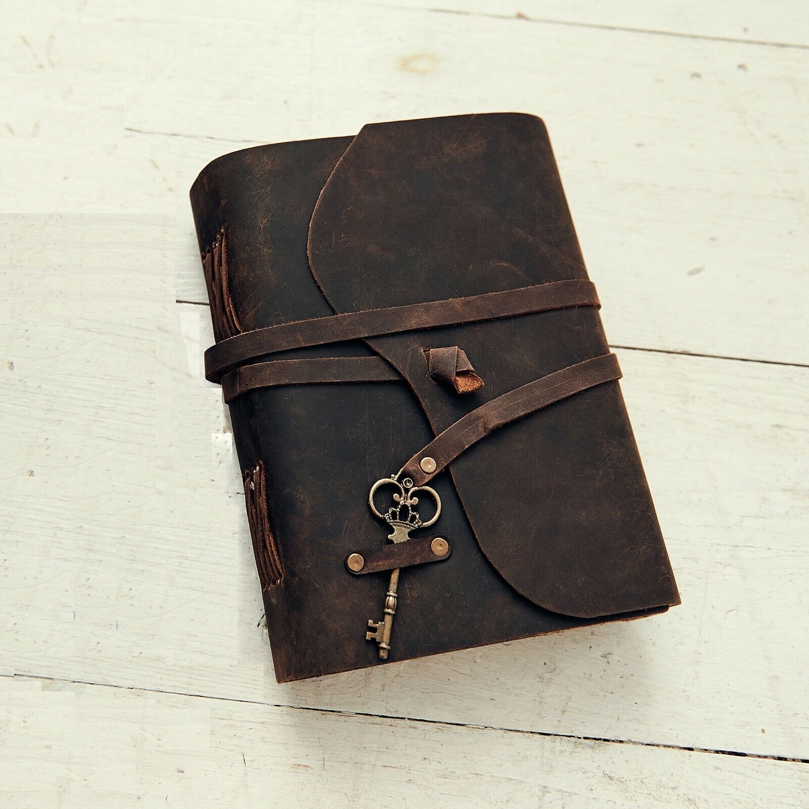 Vintage Genuine Leather Journal Deckle Edge Paper Handmade Leather bound Journal