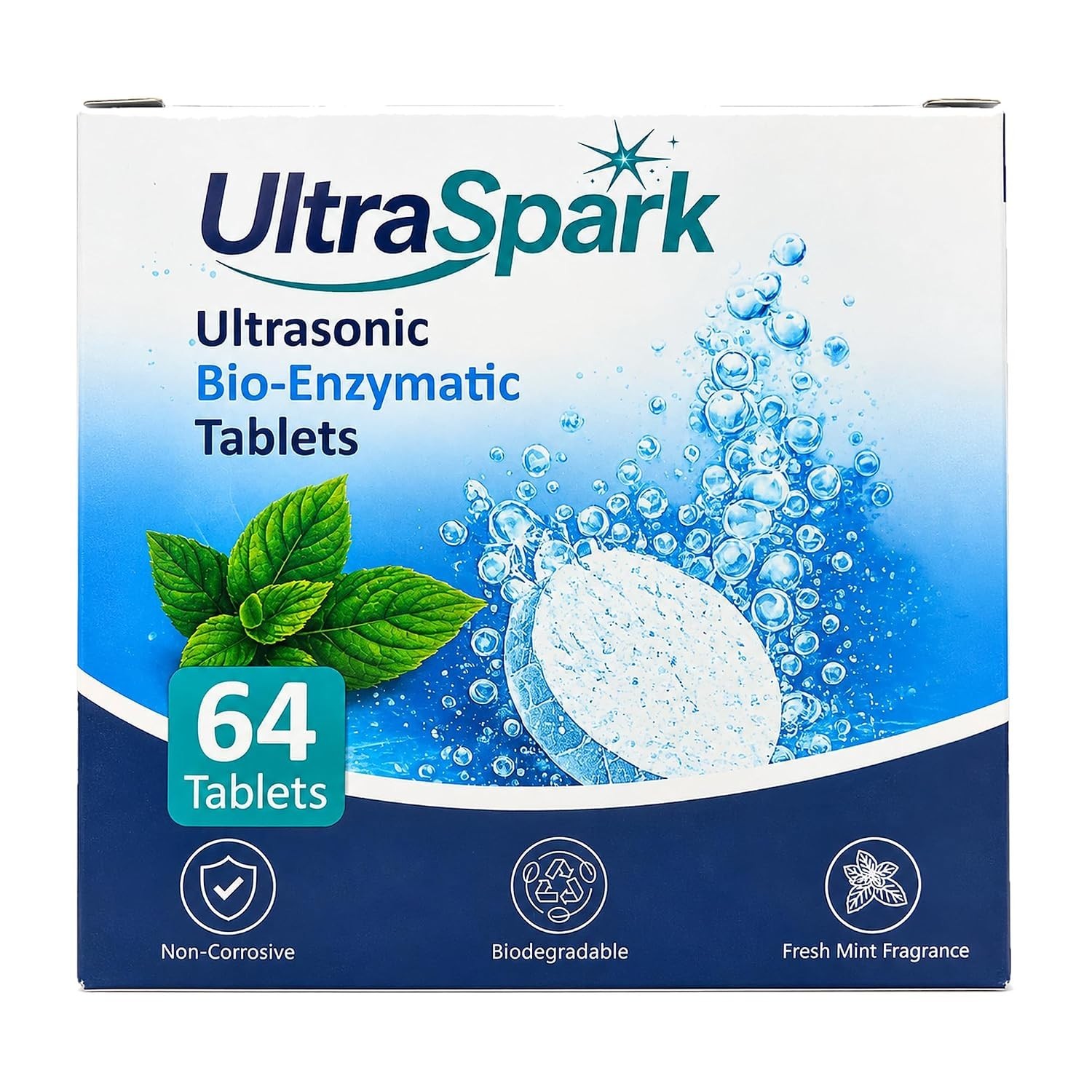 UltraSpark Ultrasonic Cleaning Tablets, 64 Box Bio-Enzymatic - New