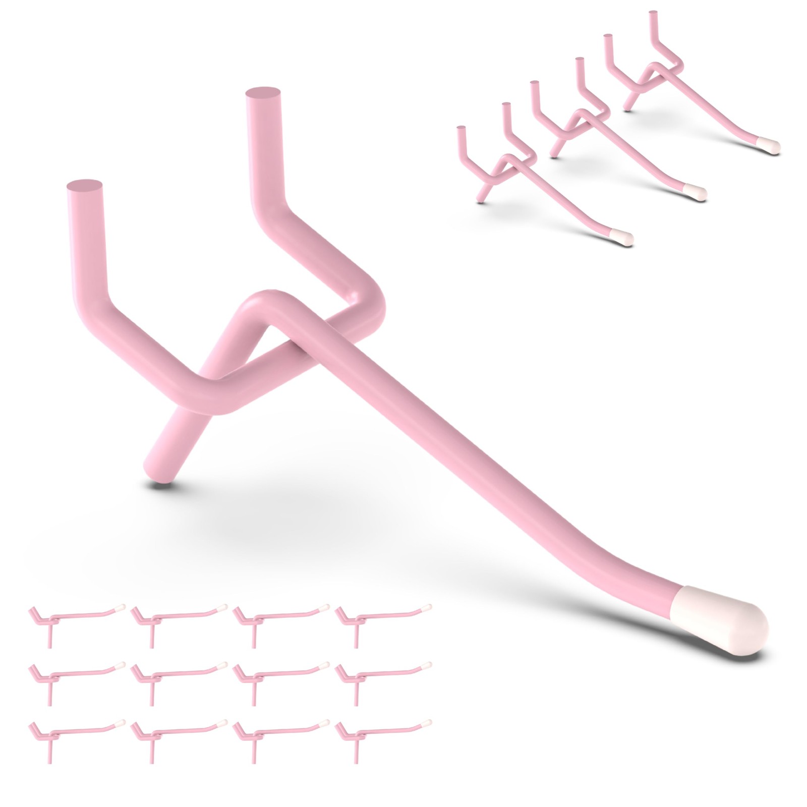 50 Pack 2 Inch Pink Pegboard Hooks with Rubber Tips 50 Pack 2 Inch Pink Pegboard Hooks with Rubber Tips