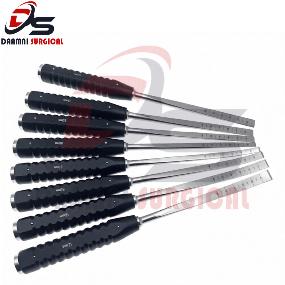 Bone Osteotome Straight & Curved Set Of 8 pcs Orthopedic Instruments Bone Osteotome Straight & Curved Set Of 8 pcs Orthopedic Instruments