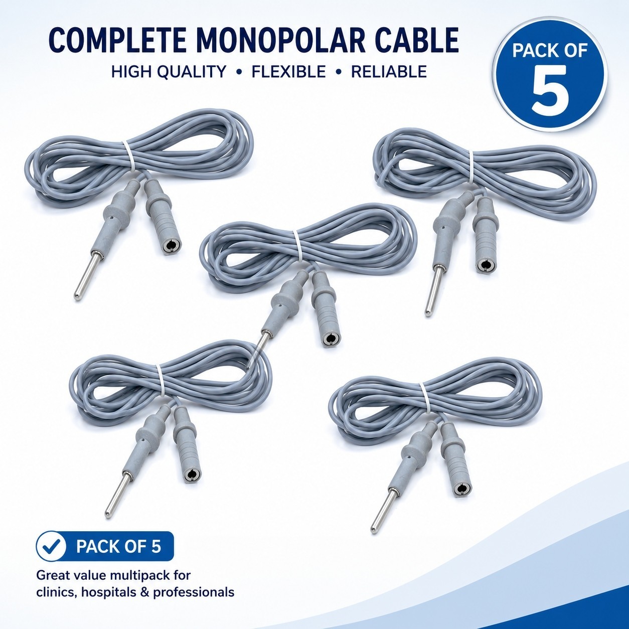 Monopolar Electrosurgical Cable Set of 5 Cautery Cable laproscopy instrument Monopolar Electrosurgical Cable Set of 5 Cautery Cable laproscopy instrument