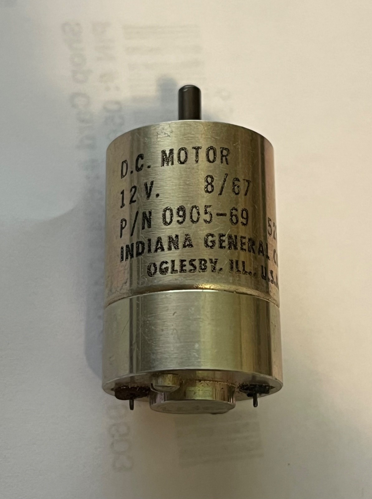 Indiana General Corp 12 Volt DC Motor PN 0905-69 528138-1 NOS Tested & Working Indiana General Corp 12 Volt DC Motor PN 0905-69 528138-1 NOS Tested & Working