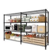 Double Row 4-Tier Carbon Steel Wire Storage Shelving Unit, 59