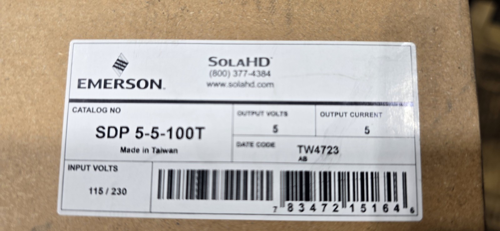 EMERSON SOLA SDP 5-5-100T POWER SUPPLY EMERSON SOLA SDP 5-5-100T POWER SUPPLY