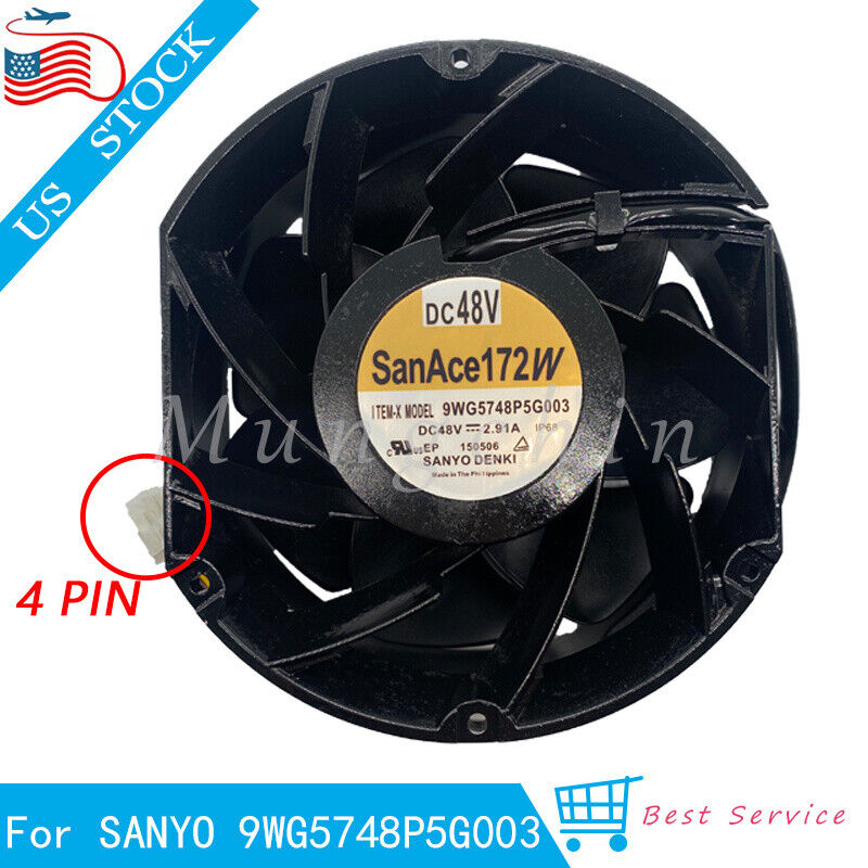 For SANYO 9WG5748P5G003 DC48V 2.91A SanAce172W Inverter Cooling Fan 172*172*51mm