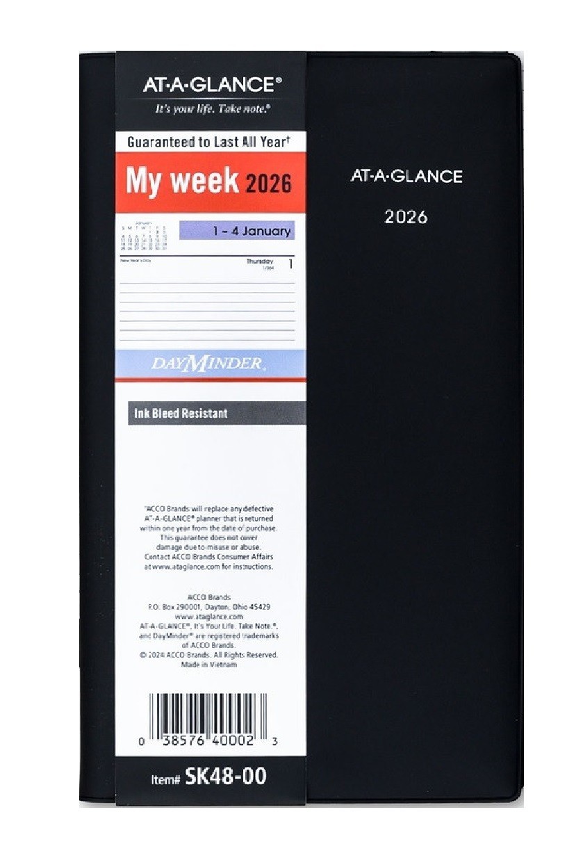 AT-A-GLANCE Jan-Dec 2026 Mthly, DayMinder, My Week 3-1/2 AT-A-GLANCE Jan-Dec 2026 Mthly, DayMinder, My Week 3-1/2
