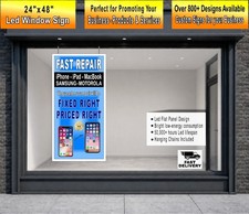 Cell Phone Repair iPhone Samsung iPad LED Light Box window sign 24x48 picture