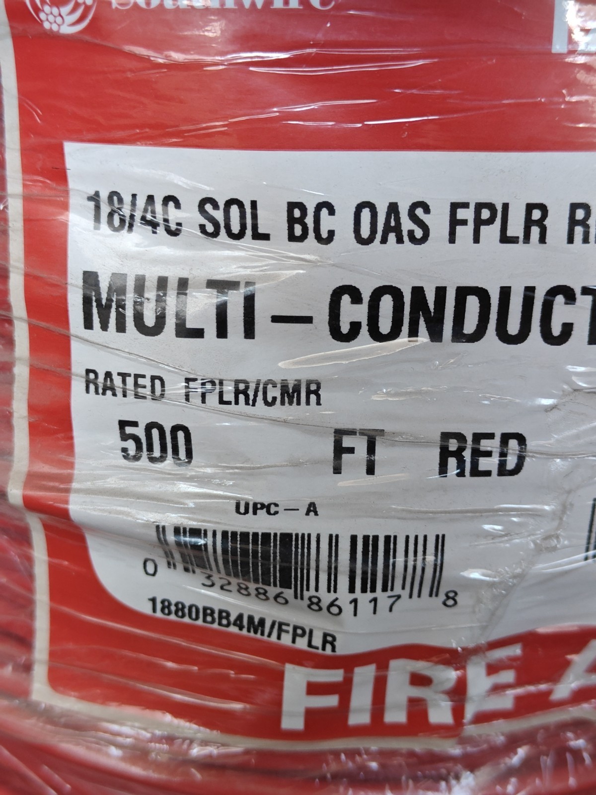 Southwire 500ft 18-4 Red Solid CU Shielded FPLR Fire Alarm Cable 18/4 Riser Southwire 500ft 18-4 Red Solid CU Shielded FPLR Fire Alarm Cable 18/4 Riser