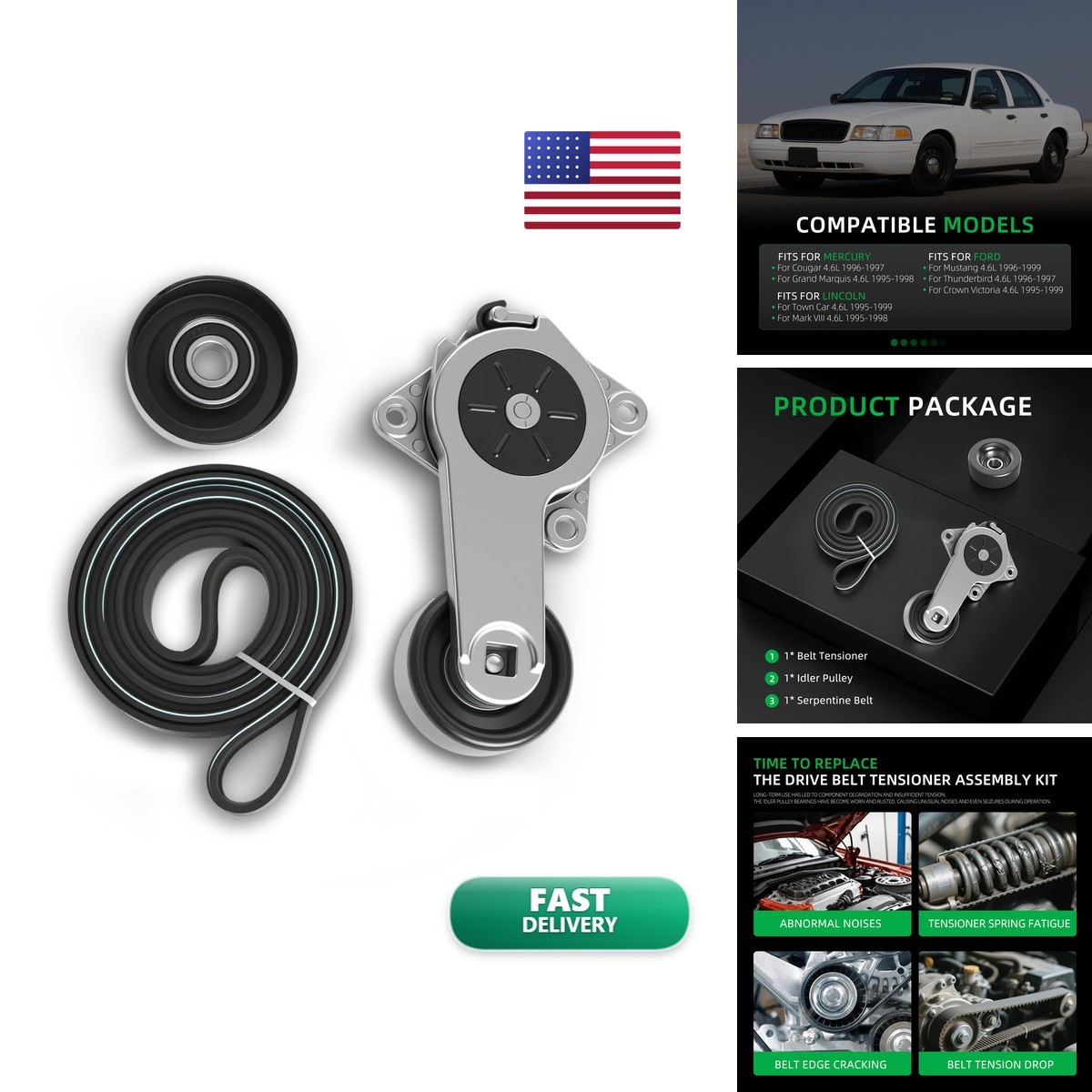 Riyhch 90K-38386 Belt Tensioner Idler Pulley Assembly Set Balance Shaft Riyhch 90K-38386 Belt Tensioner Idler Pulley Assembly Set Balance Shaft