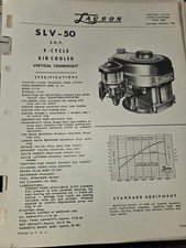 Lauson SLV-50 AIR COOLED 2 HP   ENGINE SPECS PARTS CATALOG 1956 picture