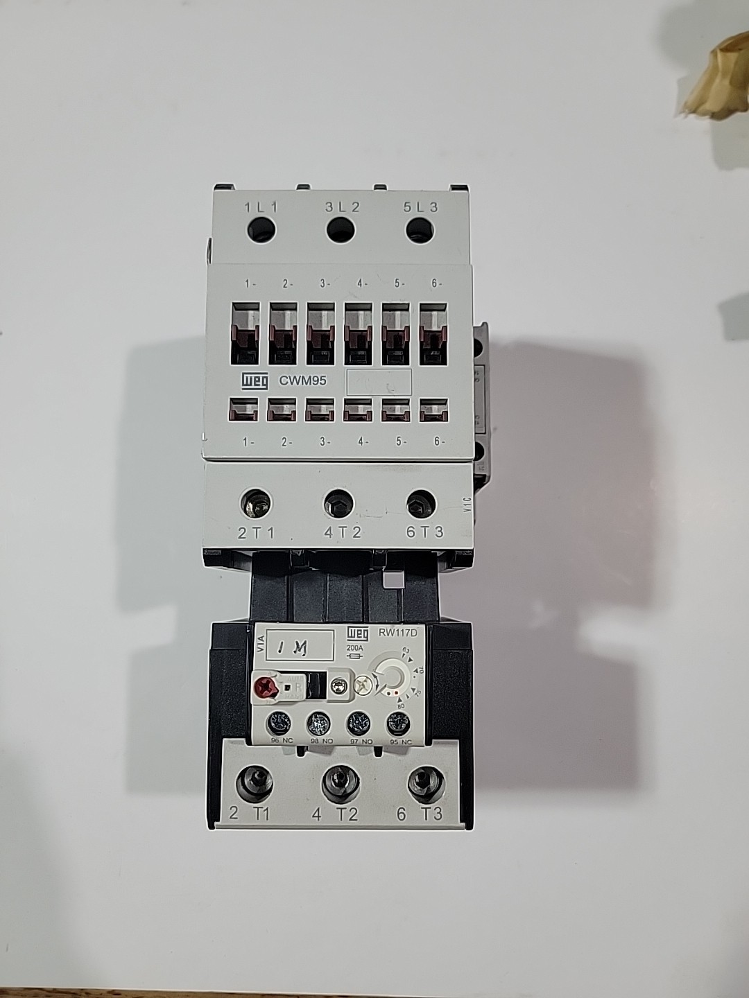 WEG CWM95-11-30C34, 95A 3-Pole Contractor 24-28VDC Coil, 1NO + 1NC Aux, With OL