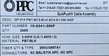 300ft Belden/PPC MiniFlex Optical Fiber Quick-Push Pre-Terminated SC-SC Cable Bk picture