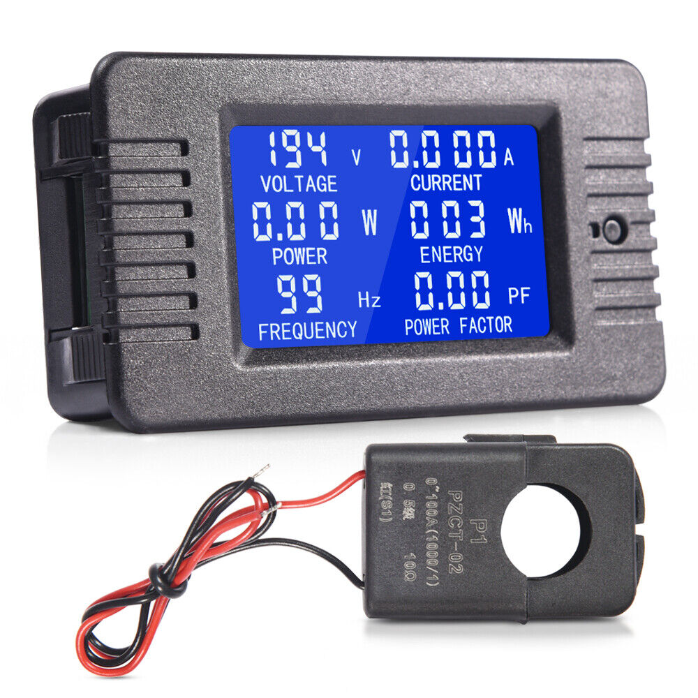 100A AC Volt Meter Ammeter Energy Power Voltage Meter LCD Display Monitor Panel