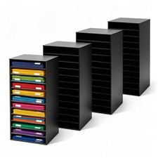 Wesiti 4 Pcs Black Construction Paper Storage Organizers, 12 Slots Desktop Fi... picture