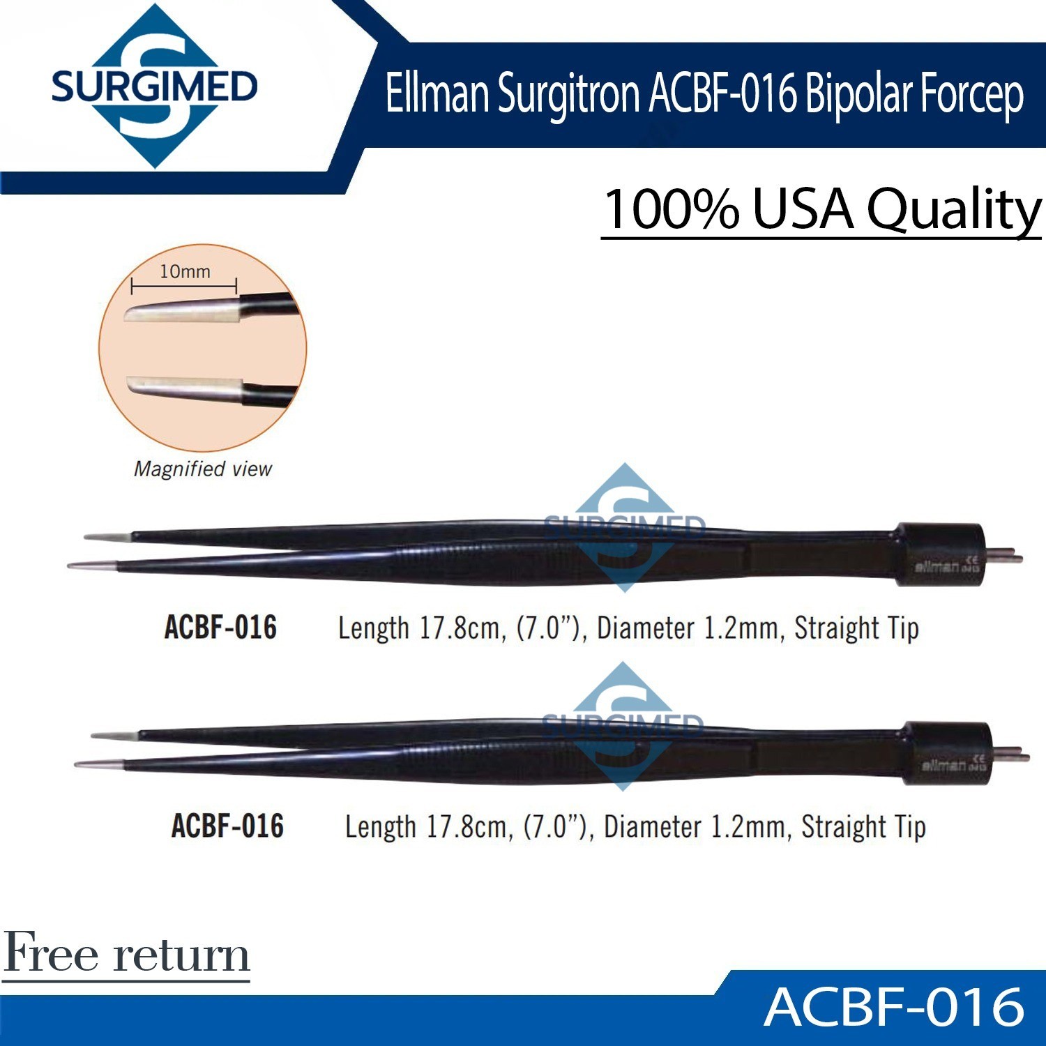 Ellman Surgitron ACBF-016 Bipolar Forcep Reusable /2 Pcs Set CE Ellman Surgitron ACBF-016 Bipolar Forcep Reusable /2 Pcs Set CE