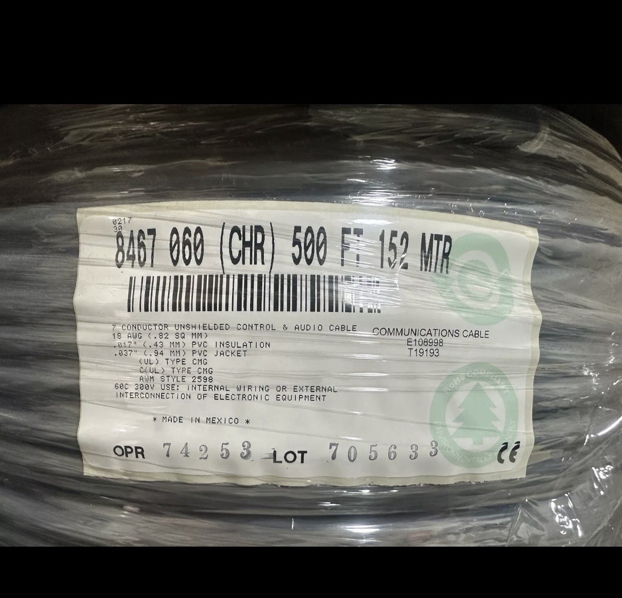 BELDEN NEW CABLE # 8467 060 500–18Ga/7-Conductor/500 FEET-LAST 1 AT THIS PRICE BELDEN NEW CABLE # 8467 060 500–18Ga/7-Conductor/500 FEET-LAST 1 AT THIS PRICE