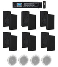 6-Zone Amplifier+12) Black Wall+4) JBL Ceiling Speakers For Restaurant/Bar/Cafe picture