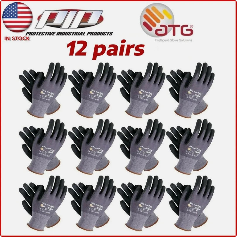 MaxiFlex PIP 34-874/L Foam Nitrile Grip Coated Work Gloves 12 Pieces Pack MaxiFlex PIP 34-874/L Foam Nitrile Grip Coated Work Gloves 12 Pieces Pack