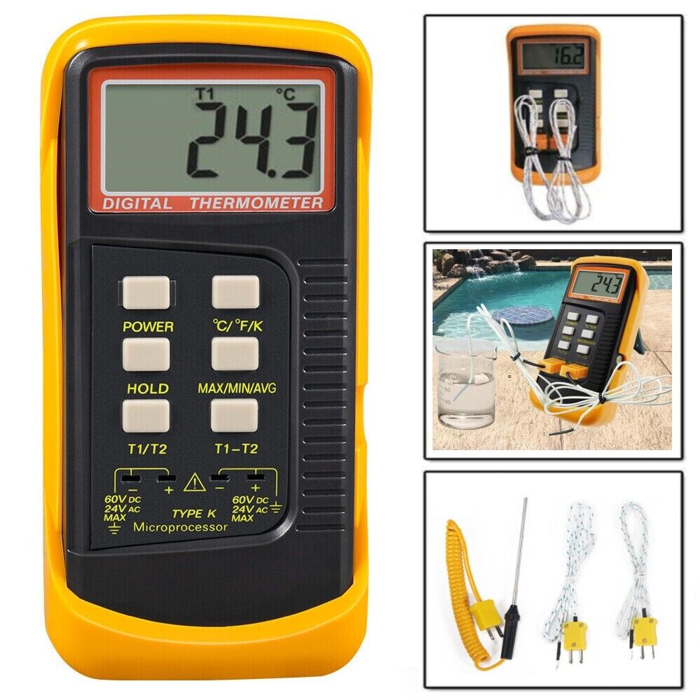6802 II Digital Thermocouple Thermometer Dual Channel 2*K-Type Temperature Meter