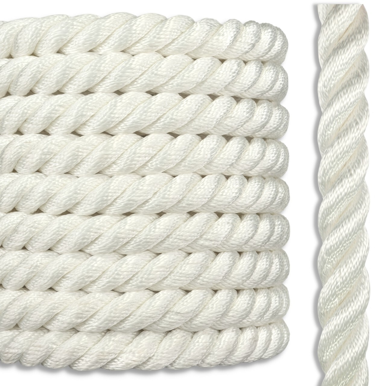 Premium 3 Strand Twisted White Black 100% Nylon Boat Rope Anchor Line Dock Premium 3 Strand Twisted White Black 100% Nylon Boat Rope Anchor Line Dock