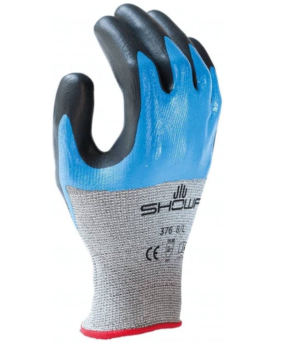 Showa 376xL-09 Foam Nitrile Gloves, 3/4 Dip Coverage, Black/Blue, Xl, 12 Pack