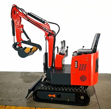 Red Compact Tracked Mini Excavator Hydraulic Crawler Excavator w/ Bucket picture