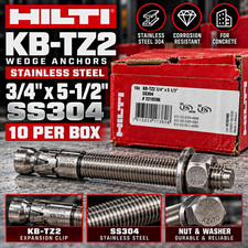 Hilti KB-TZ2 Wedge Anchor 304 Stainless Steel 3/4in x 5-1/2in, 10 Pack picture