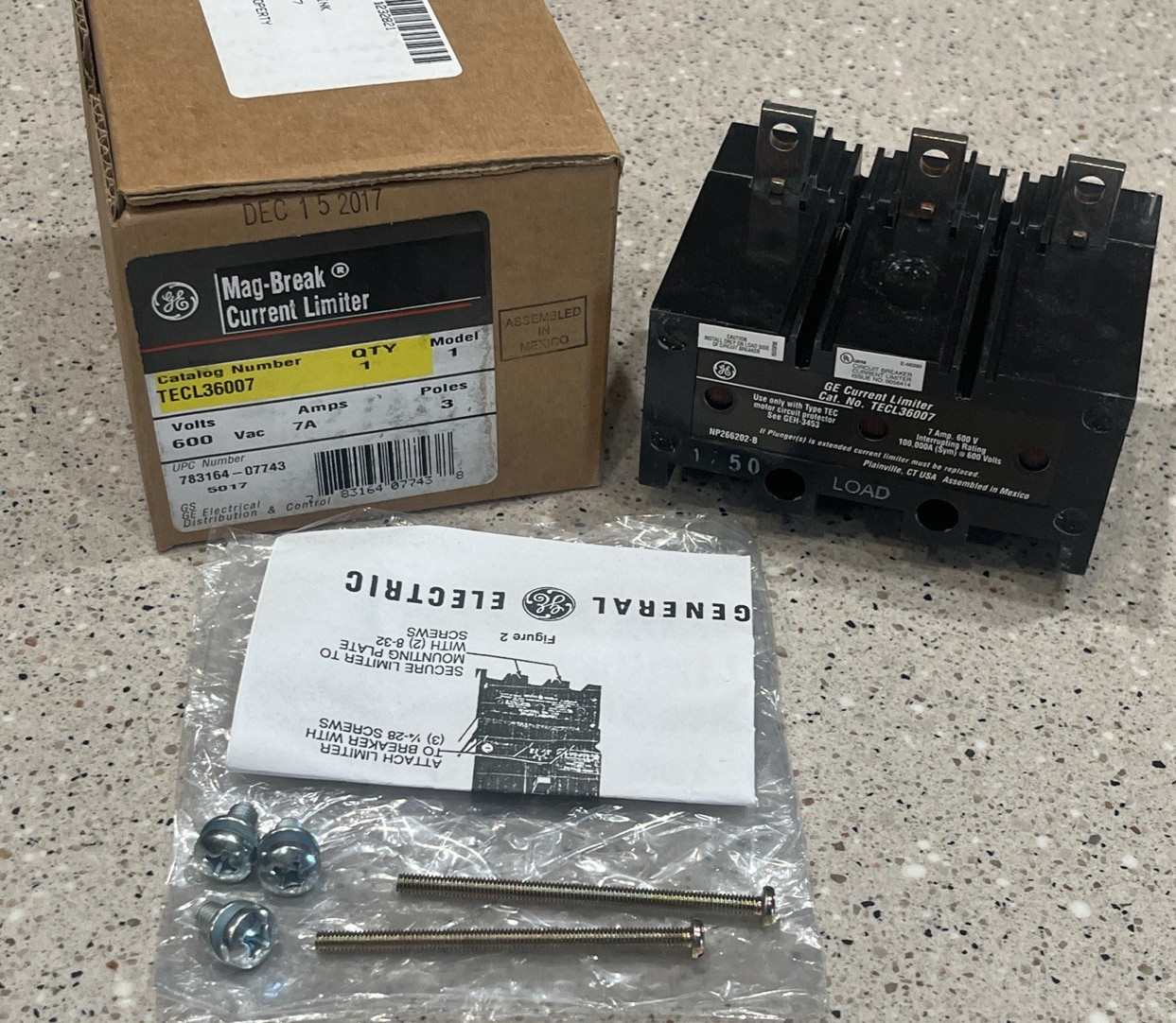 GE General Electric TECL36007 Mag Break Current Limiter 600VAC 7A 3P *NEW IN BOX GE General Electric TECL36007 Mag Break Current Limiter 600VAC 7A 3P *NEW IN BOX