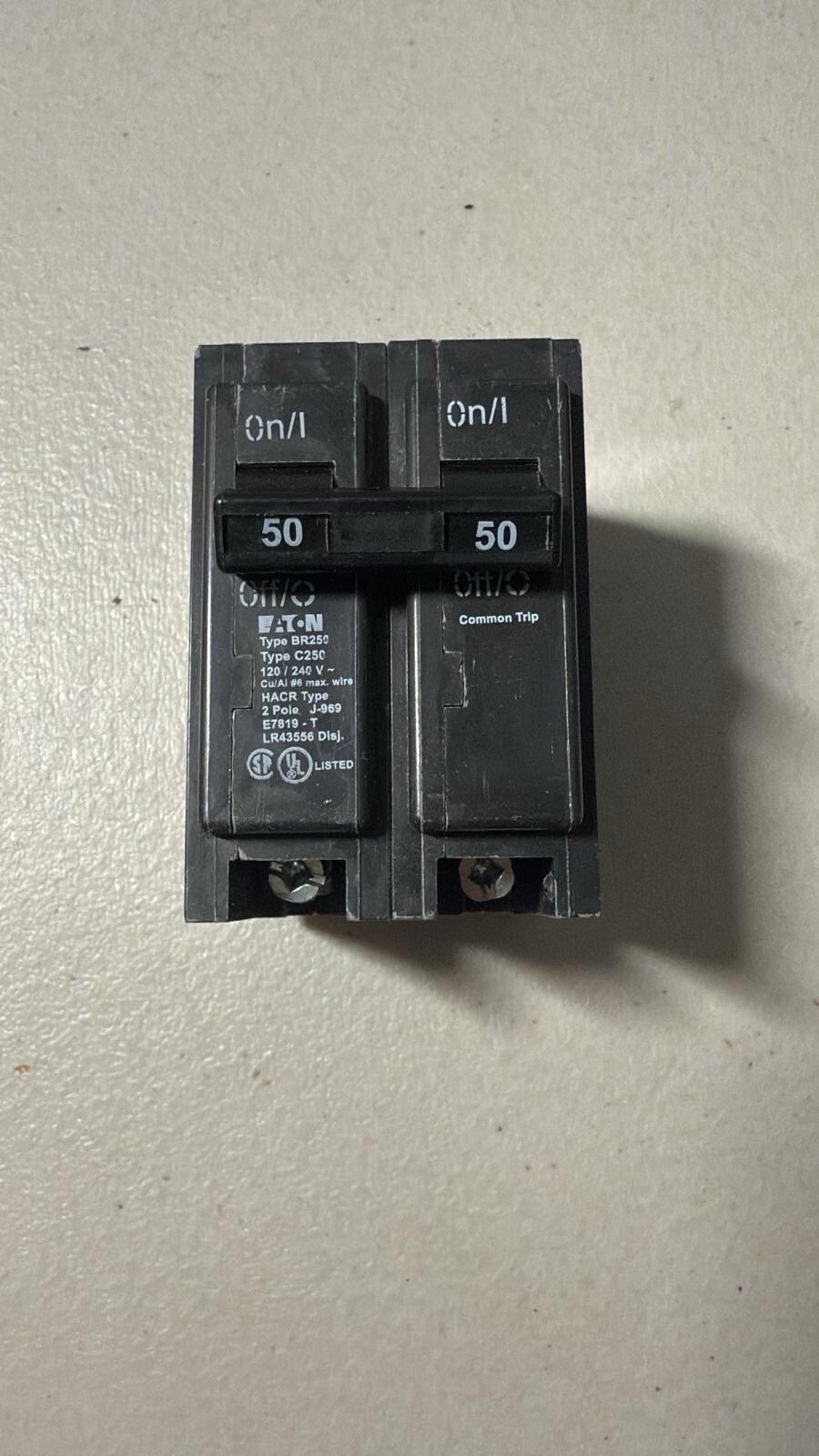 NEW Eaton BR250 50 AMP  Double Pole 240 Volt Circuit Breaker