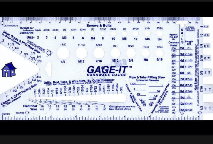 NEW GAGE-IT Hardware Gauge Measuring Tool For Pipe, Threads, Wire, Drills & More