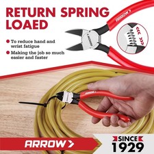 ARROW 7inch Precision Wire Cutter Spring Loaded Flush Cut Diagonal Cutting Plier picture