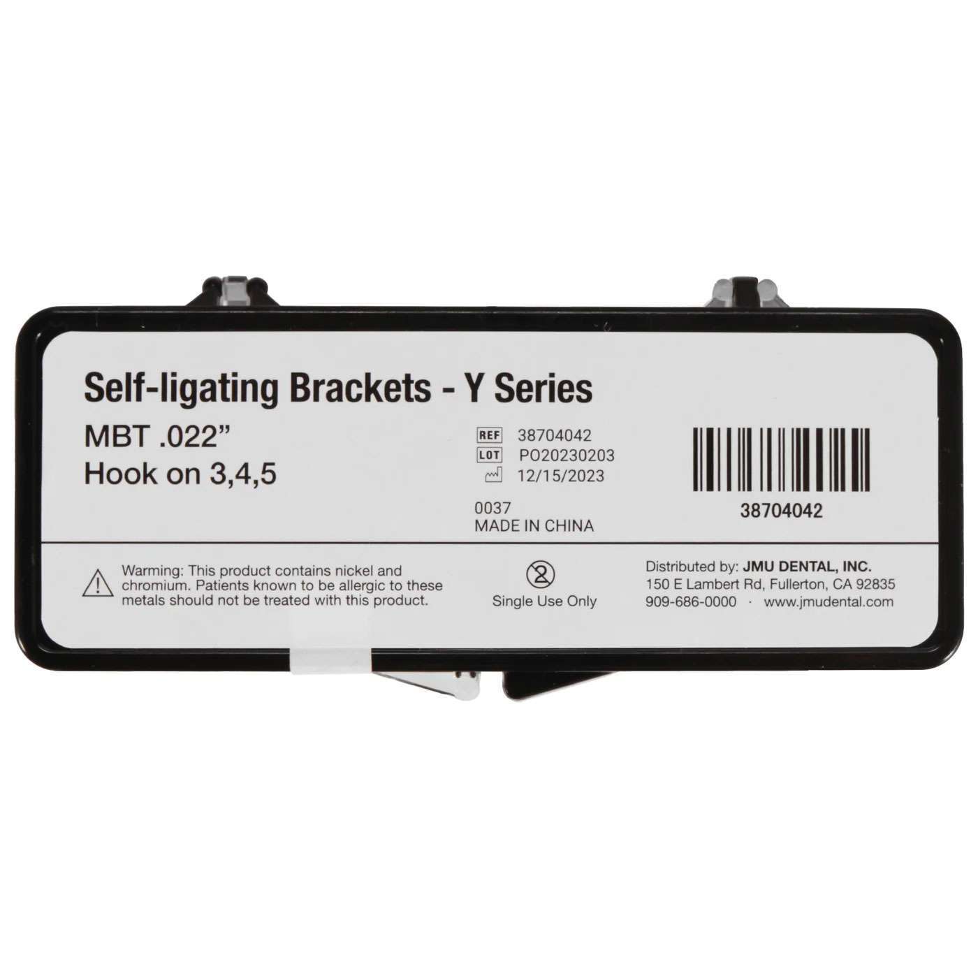 JMU Self-Ligating MBT Brackets, Y Series (5G), 0.022 JMU Self-Ligating MBT Brackets, Y Series (5G), 0.022