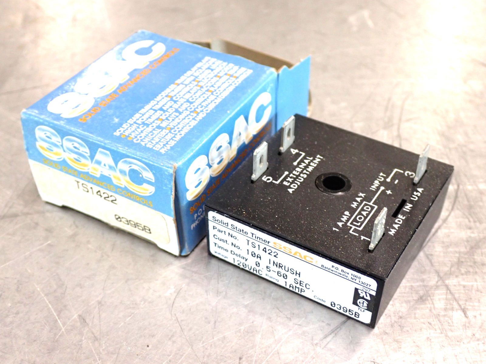 SSAC TS1422 SOLID STATE TIMER 120VAC 1 AMP 0.5-60 SEC OEM NEW