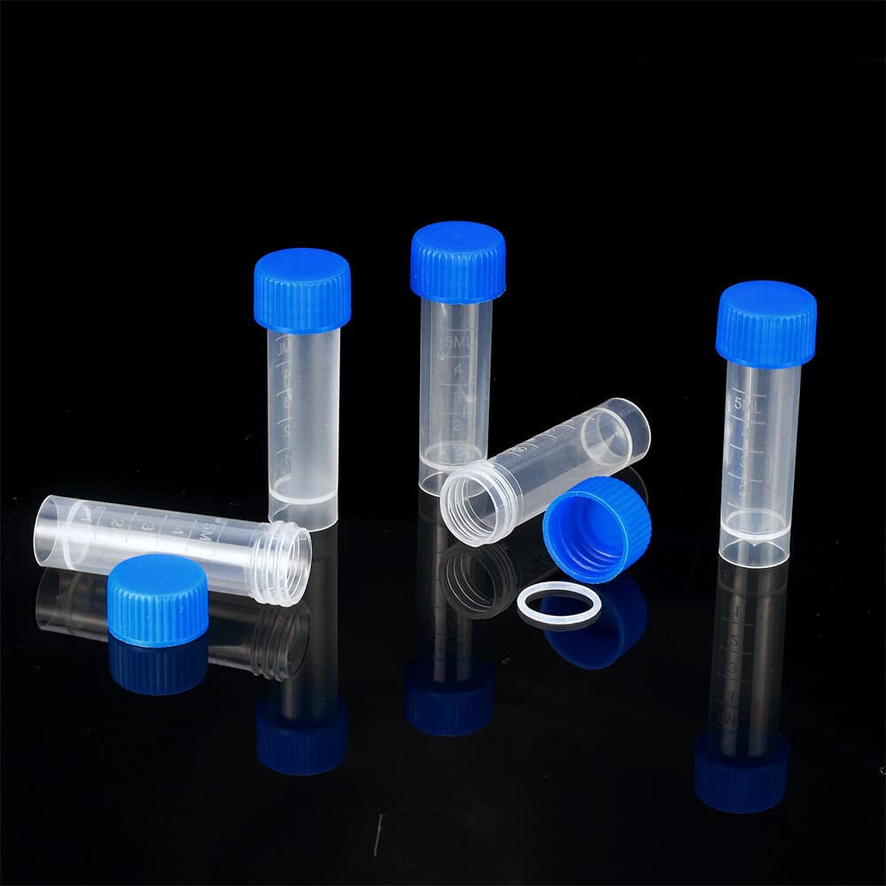 100PCS 5Ml Plastic Small Vials with Screw Caps Sample Tubes Cryotubes,Pp