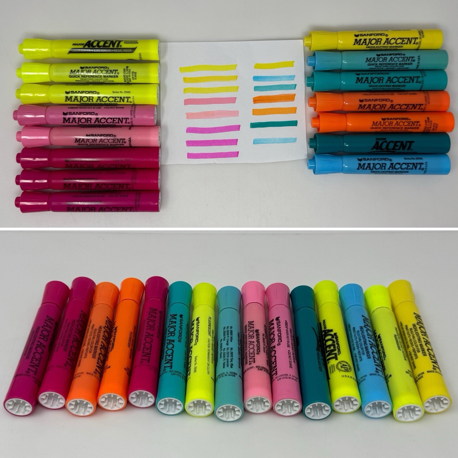 VTG Sanford Major Accent Highlighters Lot Of 15  Chisel Pink Blue Orange Yellow