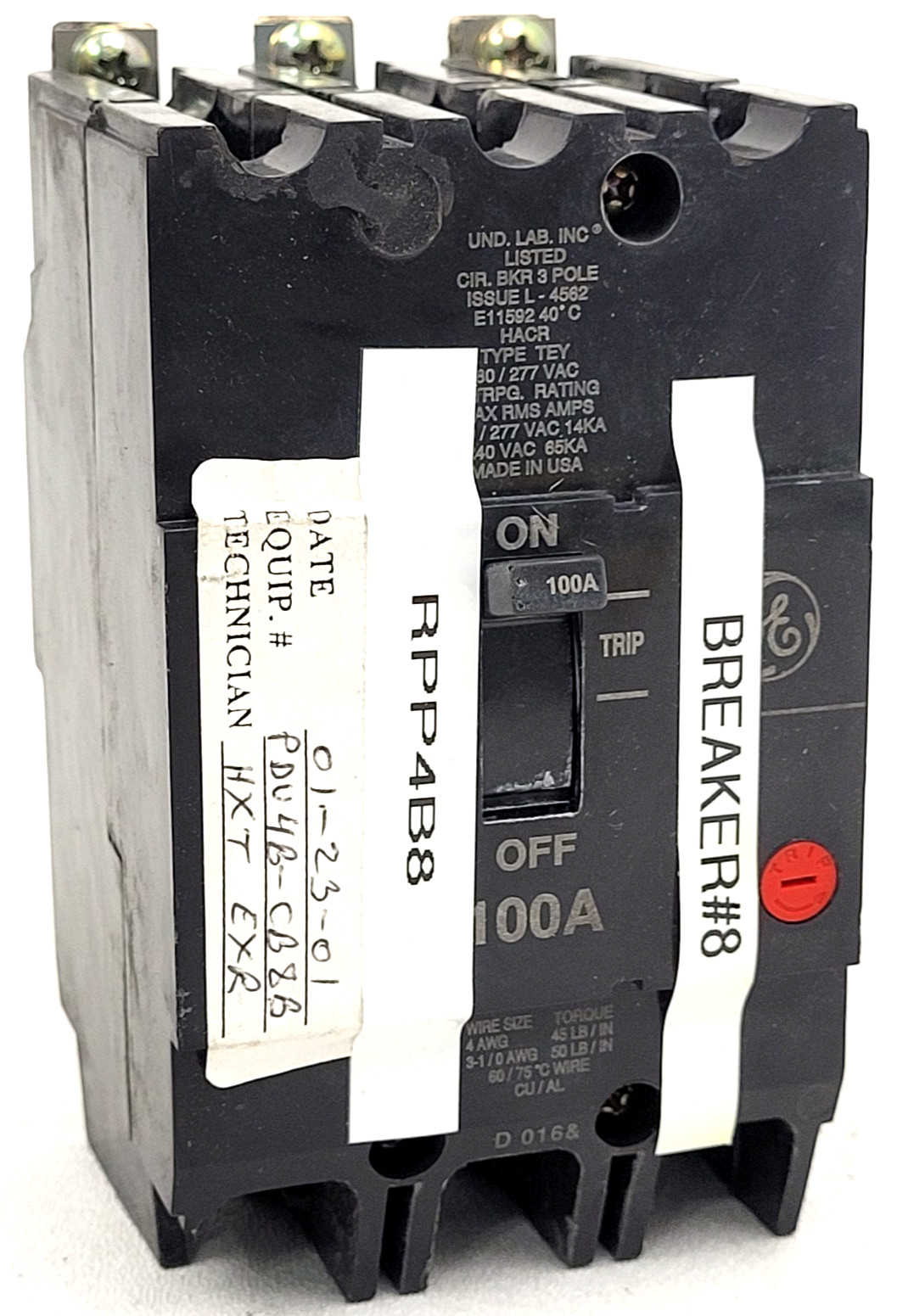 TEY3100 GE 100 Amp 240 Volt Circuit Breaker - Next Day Option - Flaw TEY3100 GE 100 Amp 240 Volt Circuit Breaker - Next Day Option - Flaw