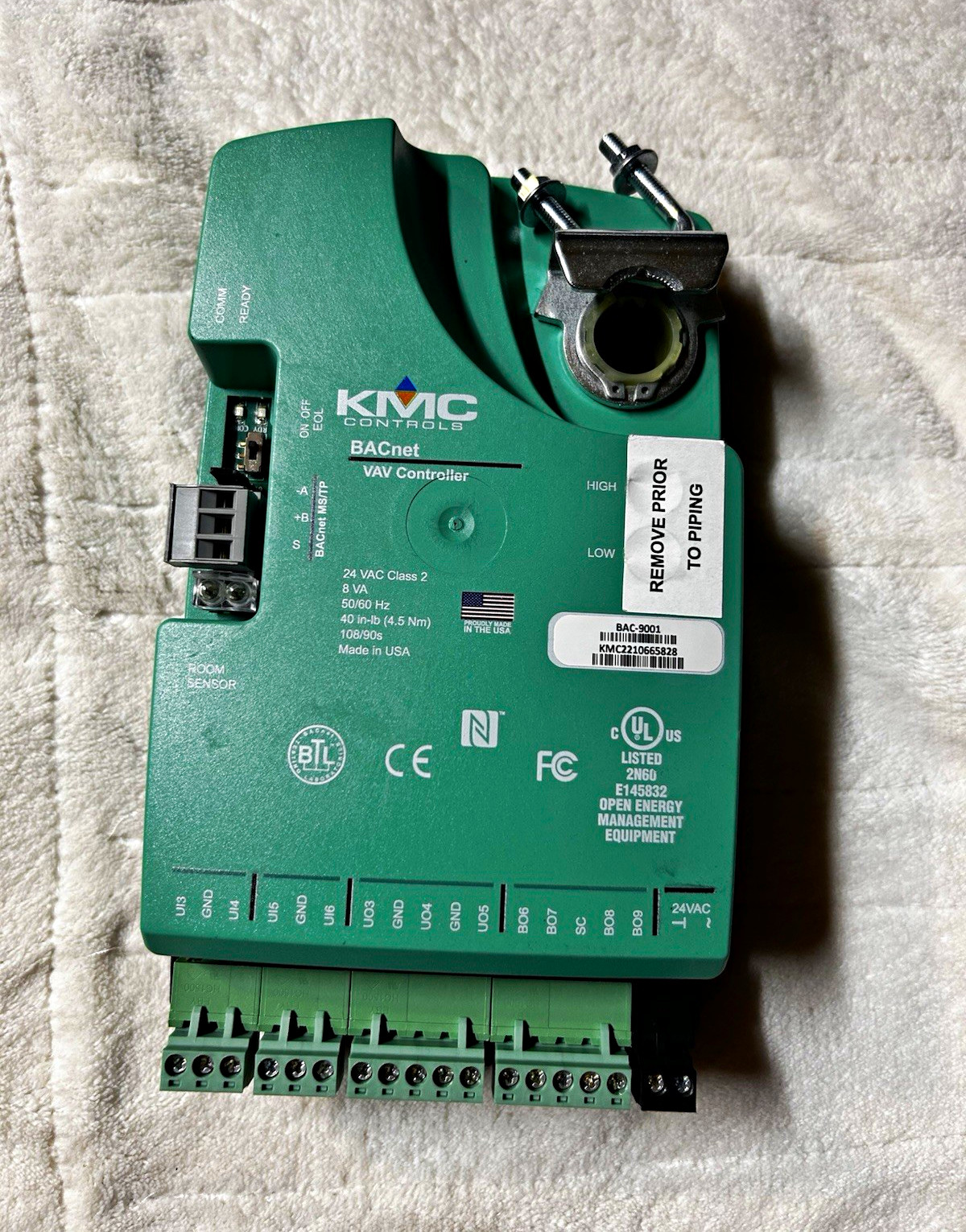 KMC Controls BACnet VAV Controller Model BAC-9001 MPN BAC-9001 KMC Controls BACnet VAV Controller Model BAC-9001 MPN BAC-9001