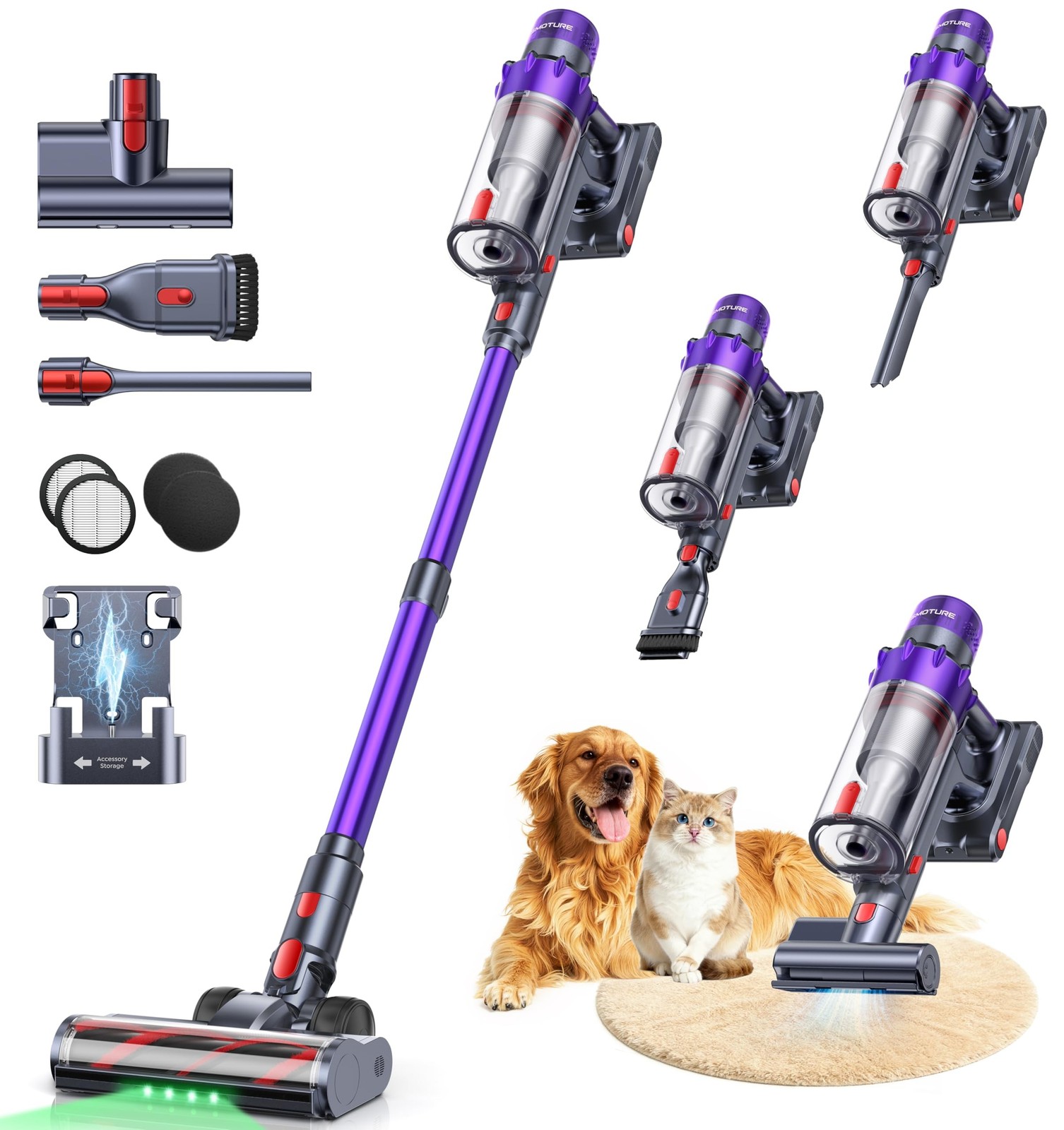 SMOTURE Cordless Vacuum Cleaner, 650W 55KPA 70Mins Vacuum Cleaners for Home, ...