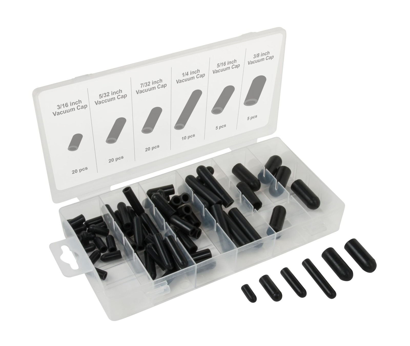 Tekz 45253 80Piece Silicone Rubber Vacuum Cap Assortment Tekz 45253 80Piece Silicone Rubber Vacuum Cap Assortment