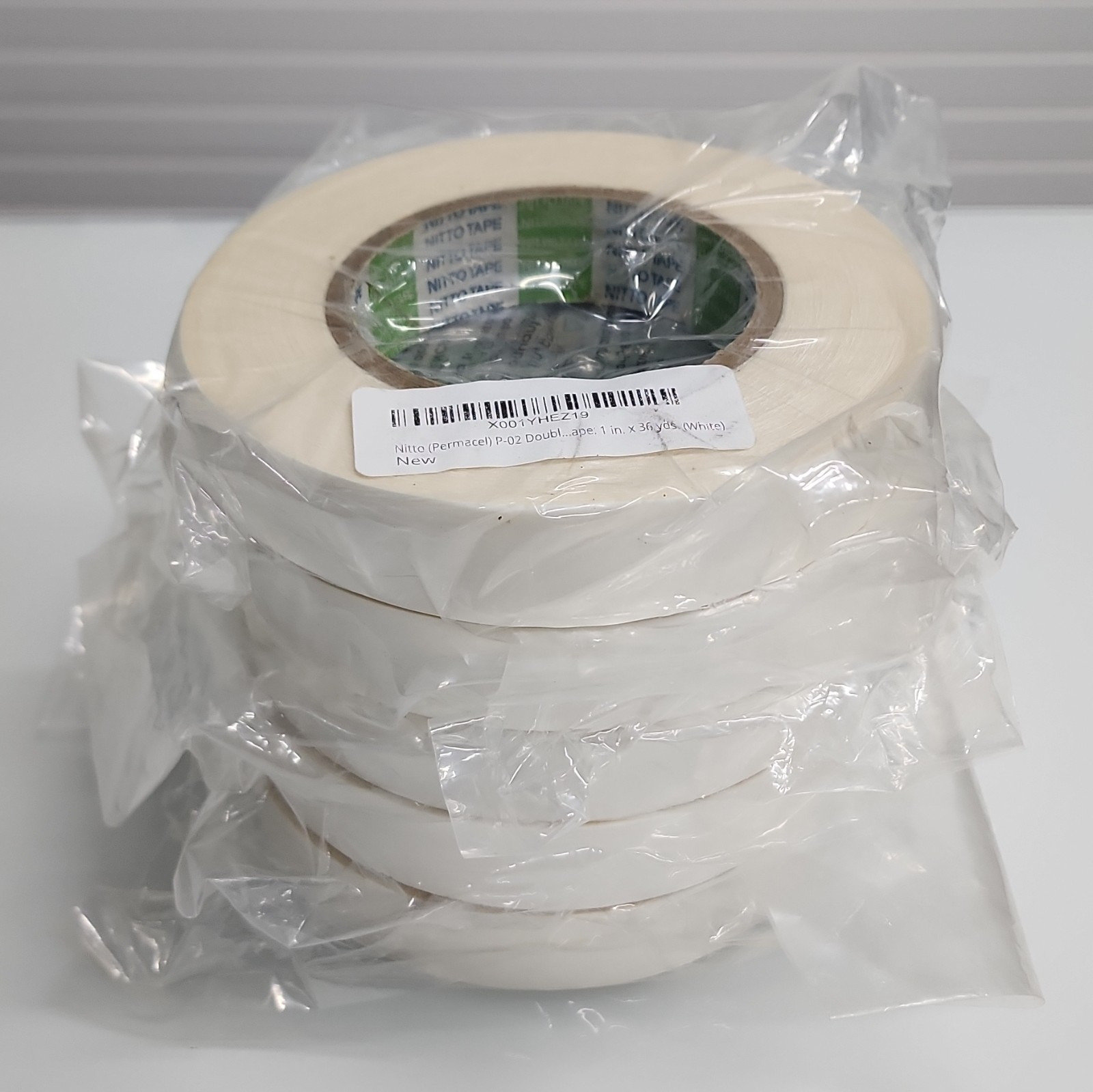 (QTY 5) Nitto T11344 P-02 Double-Sided Kraft Paper Tape 1 in. x 36 yds, White (QTY 5) Nitto T11344 P-02 Double-Sided Kraft Paper Tape 1 in. x 36 yds, White