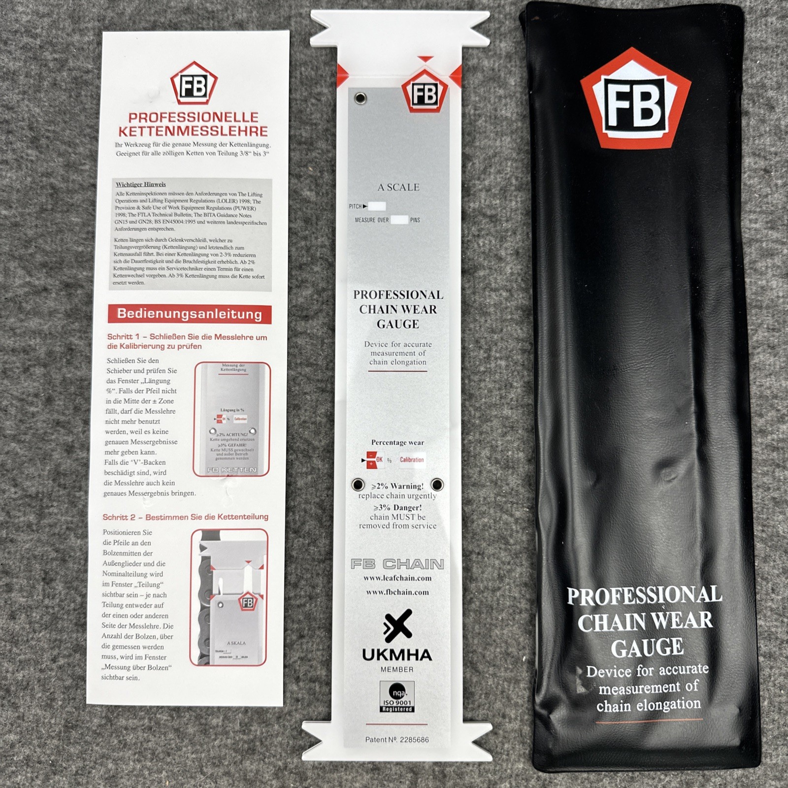 FB Professional Forklift Chain Wear Gauge A-Scale/B-Scale w/Sleeve and Insert FB Professional Forklift Chain Wear Gauge A-Scale/B-Scale w/Sleeve and Insert