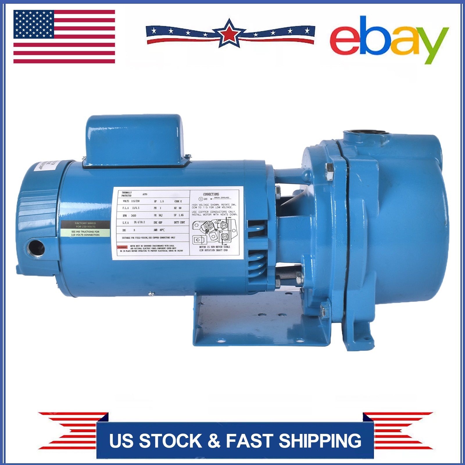 GT15 1.5 HP Irrigator Centrifugal Pump Self-Priming 1-1/2 HP 115/230V 1 Phase