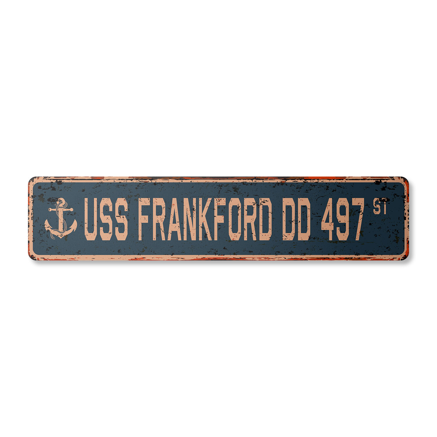 USS FRANKFORD DD 497 Vintage Street Sign us navy ship veteran sailor rustic gift