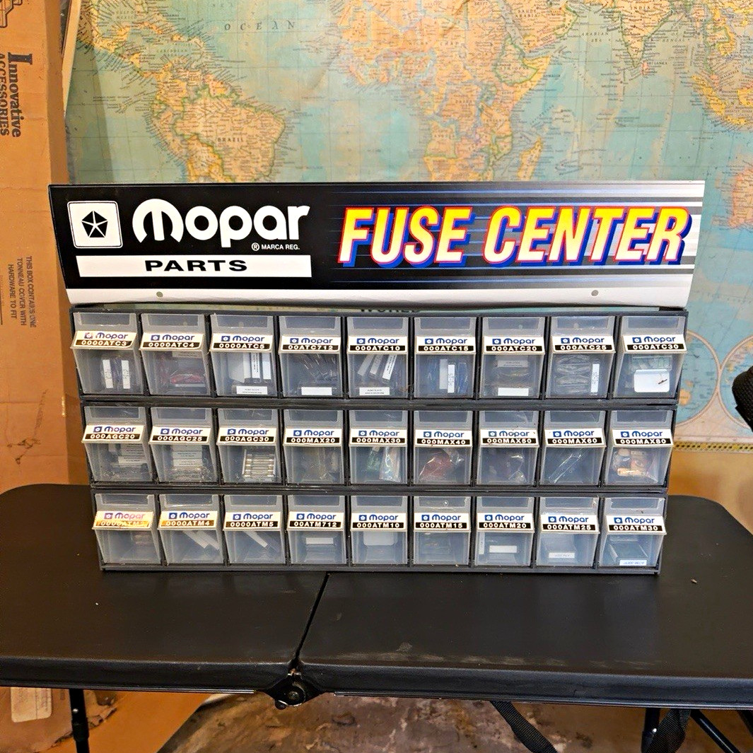NOS Vintage Mopar Fuse Center Display 500+ OEM Fuses Chrysler Dodge Jeep NOS Vintage Mopar Fuse Center Display 500+ OEM Fuses Chrysler Dodge Jeep