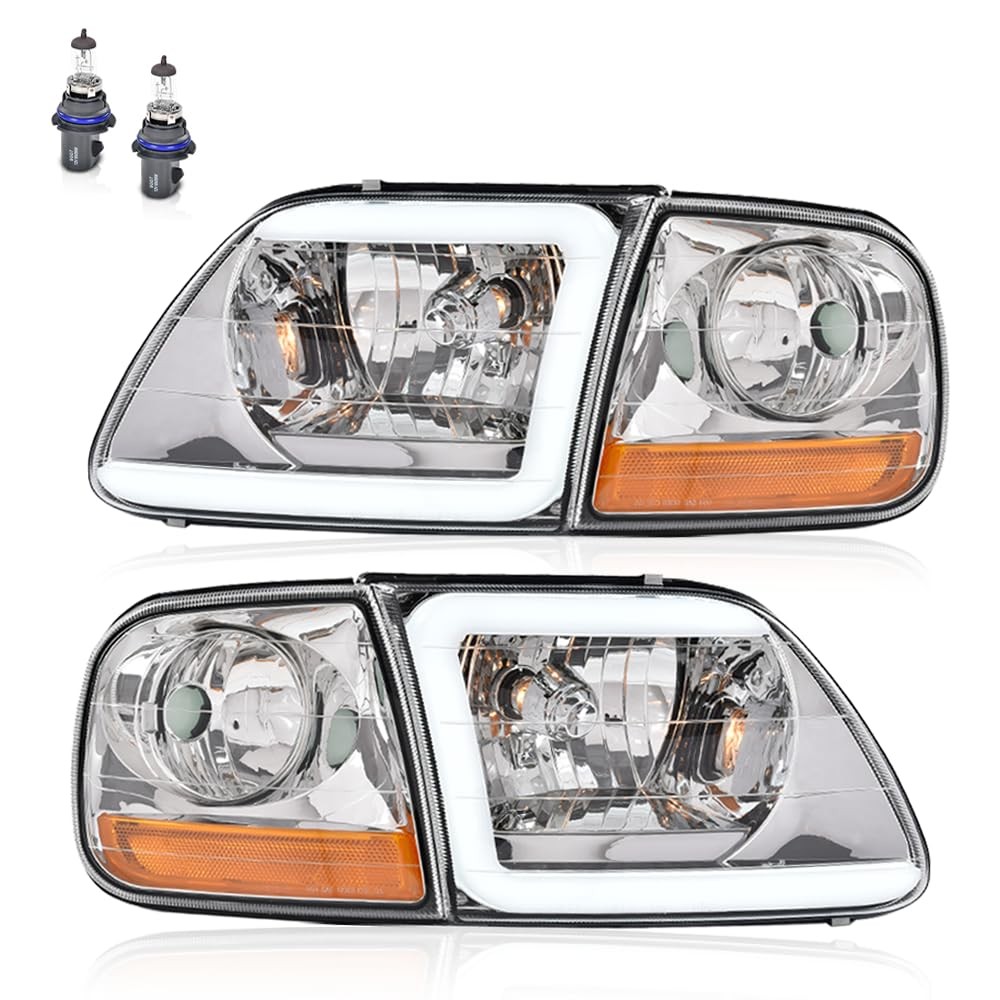 PIT66 LED DRL Strip Headlights Assembly Corner Lights Fit 97-03 F150 PIT66 LED DRL Strip Headlights Assembly Corner Lights Fit 97-03 F150