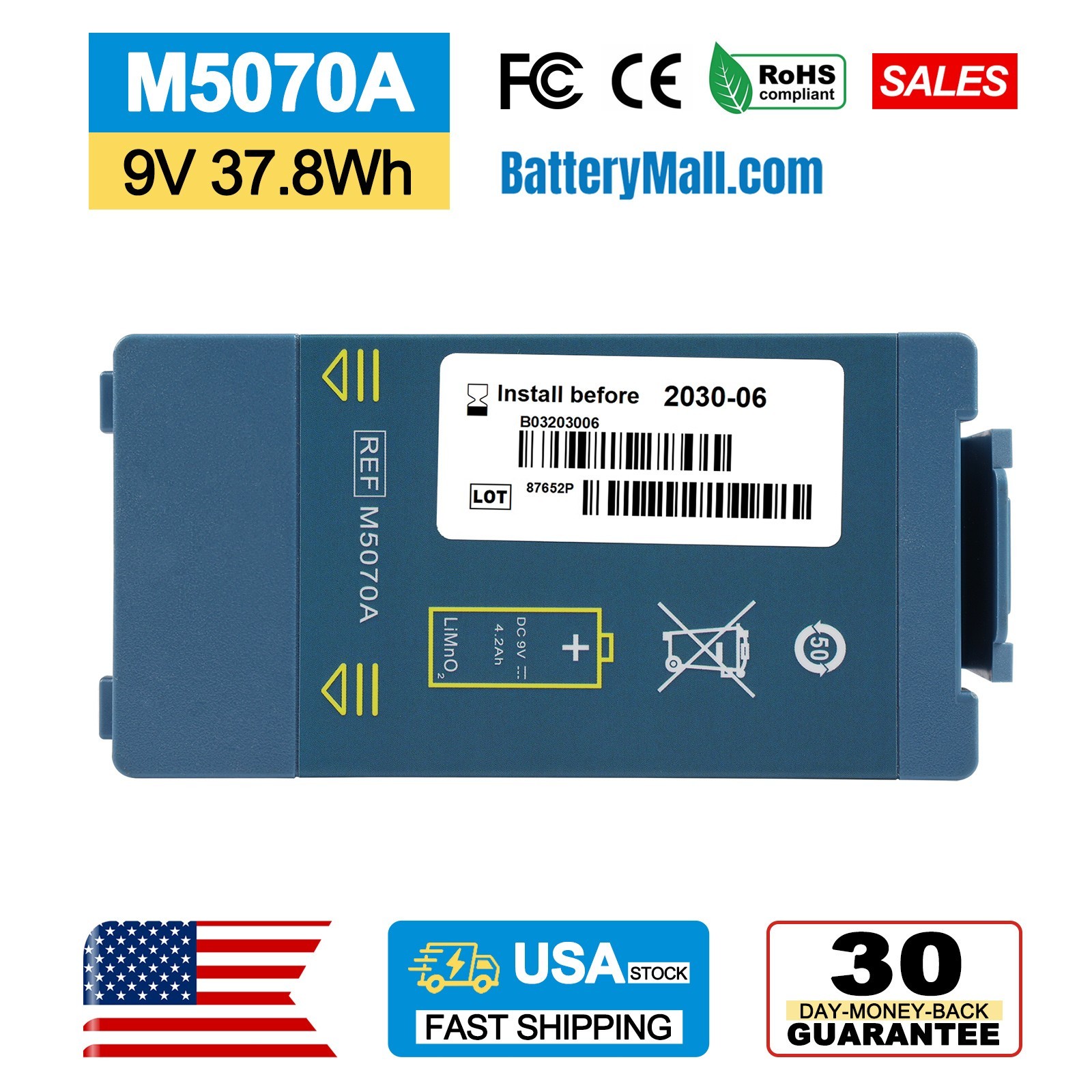 M5070A Battery For HeartStart Home OnSite AED FRx HS1 M5066A M5067A 2030-06 M5070A Battery For HeartStart Home OnSite AED FRx HS1 M5066A M5067A 2030-06