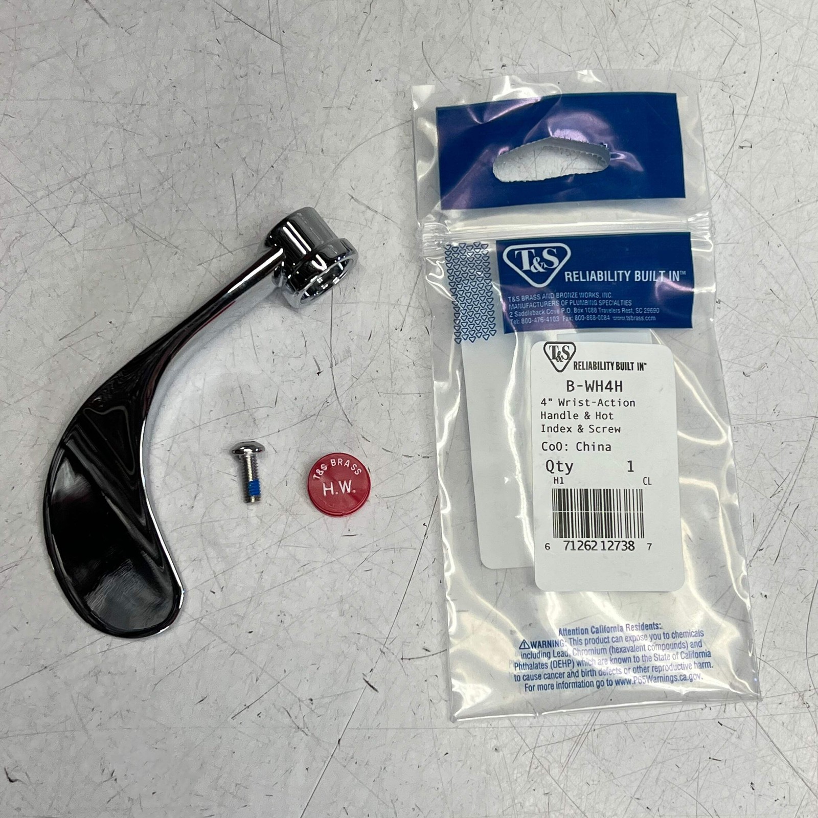 T & S Reliability Built In Wrist Action Handle & Hot Index W/ Hardware B-WH4H