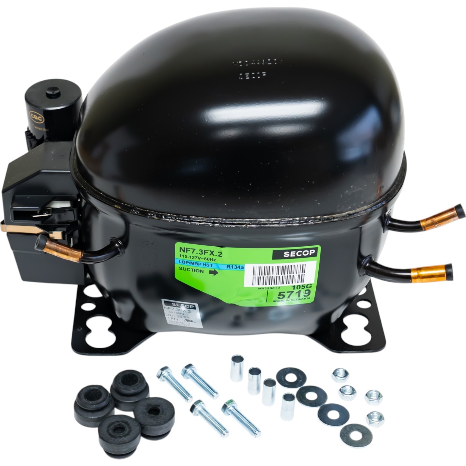 Secop NF7.3FX2 R134a Refrigerator Compressor 894 BTU LBP for Embraco FF10HBX1 Secop NF7.3FX2 R134a Refrigerator Compressor 894 BTU LBP for Embraco FF10HBX1