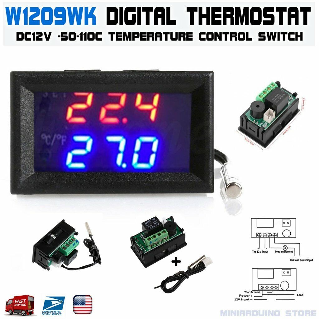 W1209WK DC12V -50-110C W2809WK Digital Thermostat Temperature Control Sensor NTC
