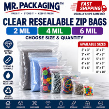 MR. PACKAGING Clear Resealable Zip Bags 2 4 6 Mil Choose Size & Quantity picture